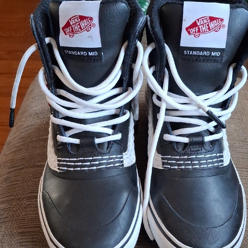 Vans Mens Standard Mid Black White Sneakers